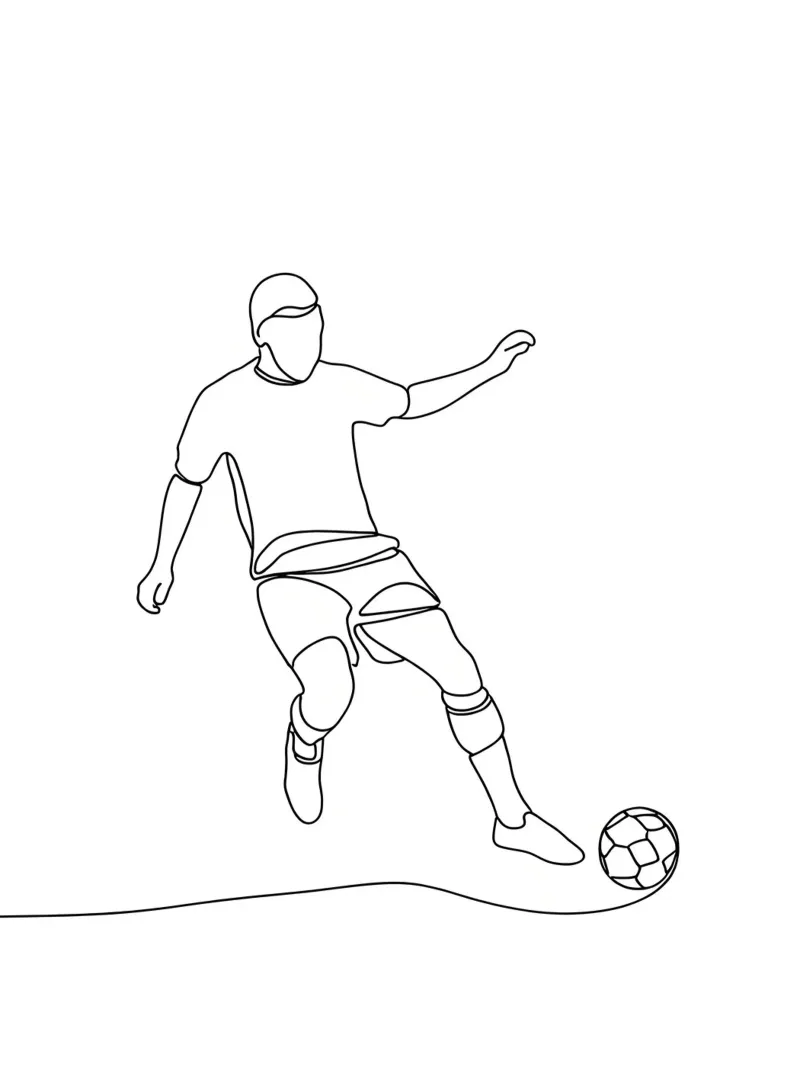 Giocatore di calcio - Line Art minimalista pellicola backlit da Viv Line Art