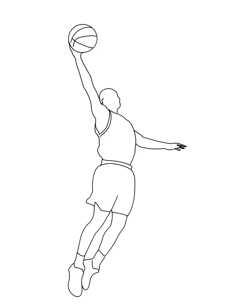 Baketball Player - Minimalist Line Art canvas by Viv Line Art