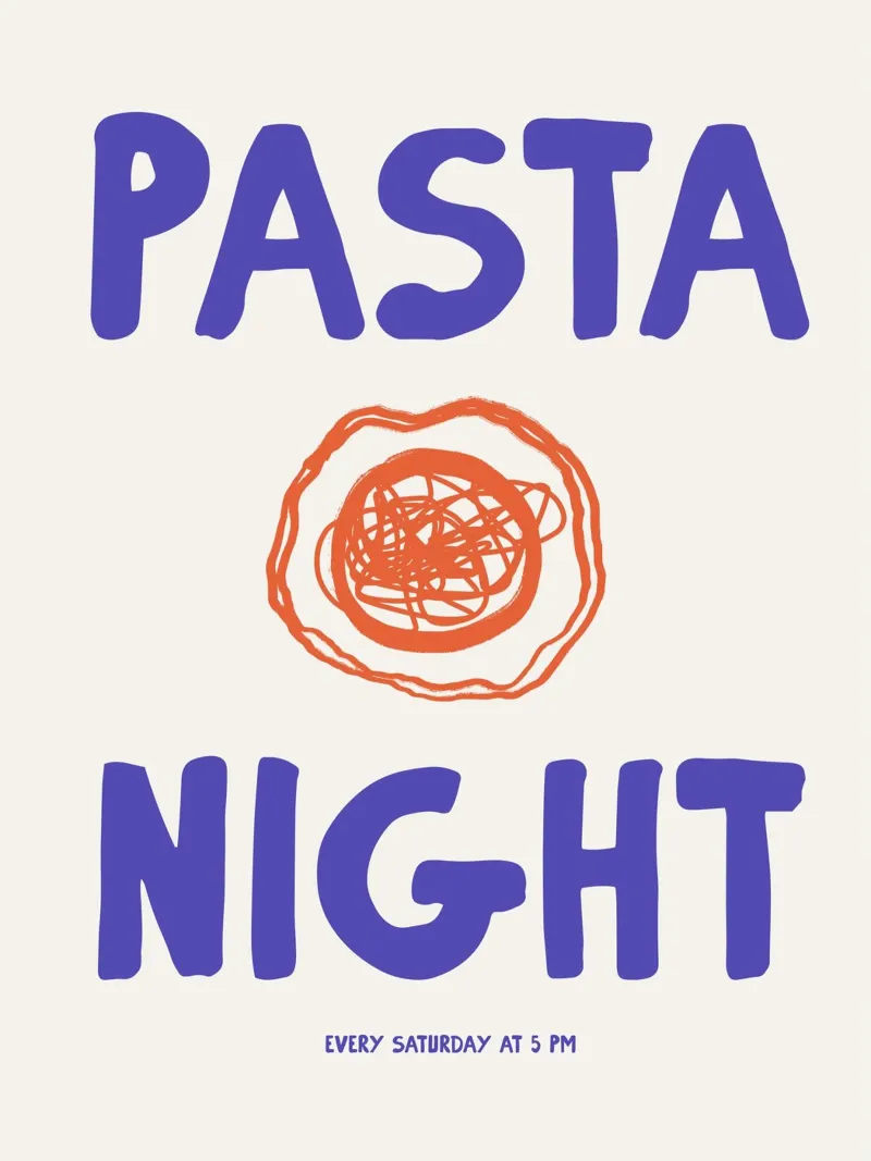 Pasta Night No 01 poster con telaio in alluminio da treechild