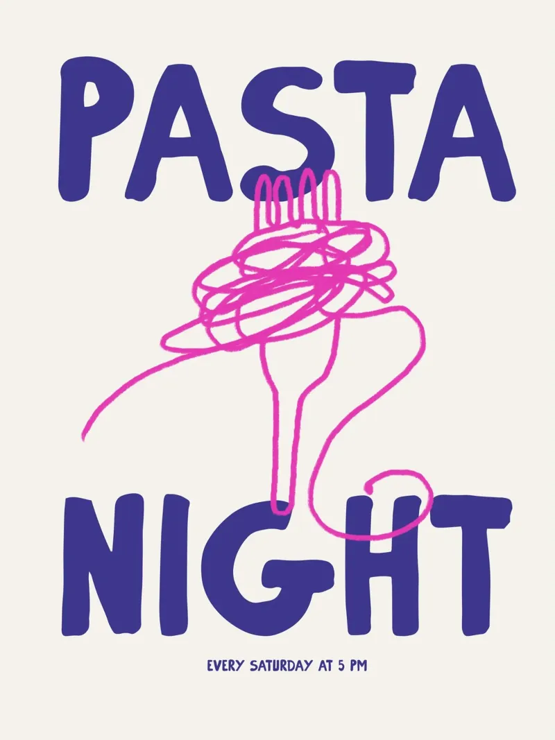 Pasta Night No 02 tela con Cornice a cassetta da treechild