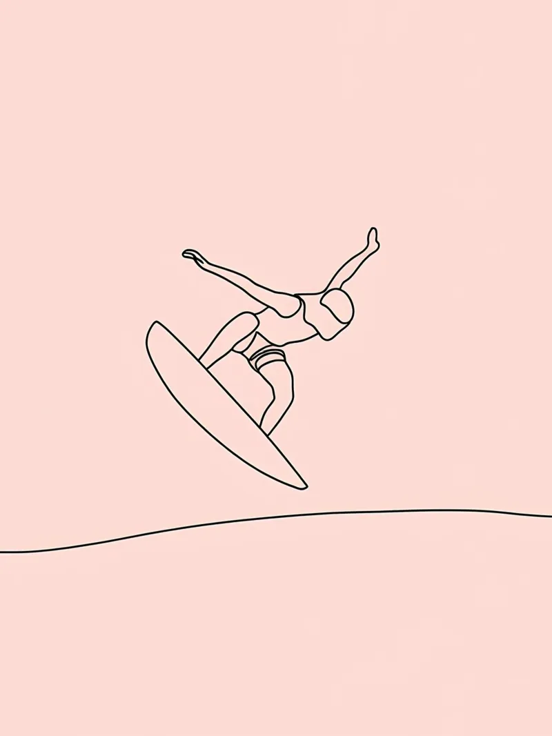 Surfer - Minimalist Line Art alu-dibond by Viv Line Art