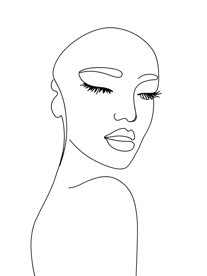 Donna - Line art minimalista pellicola backlit da Viv Line Art