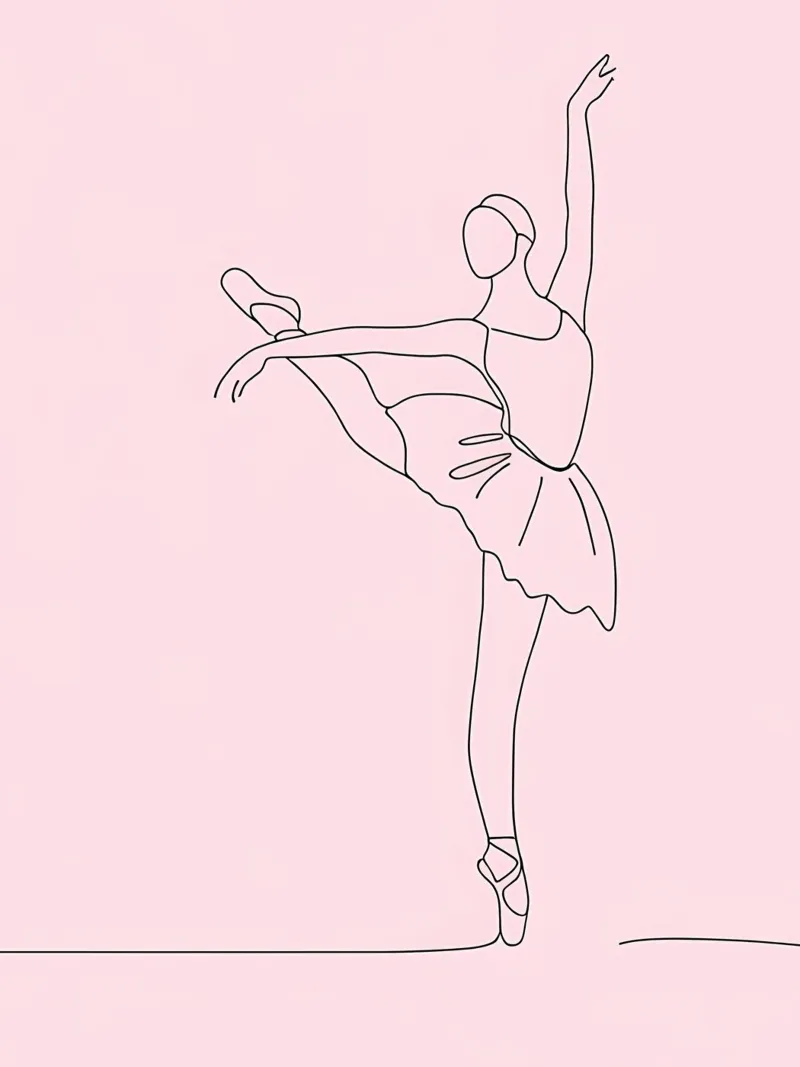 Ballerina di danza classica - Line Art minimalista pellicola backlit da Viv Line Art