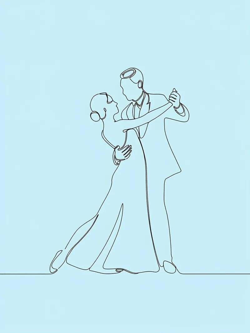 Couple Dancing - Minimalist Line Art hahnemühle by Viv Line Art