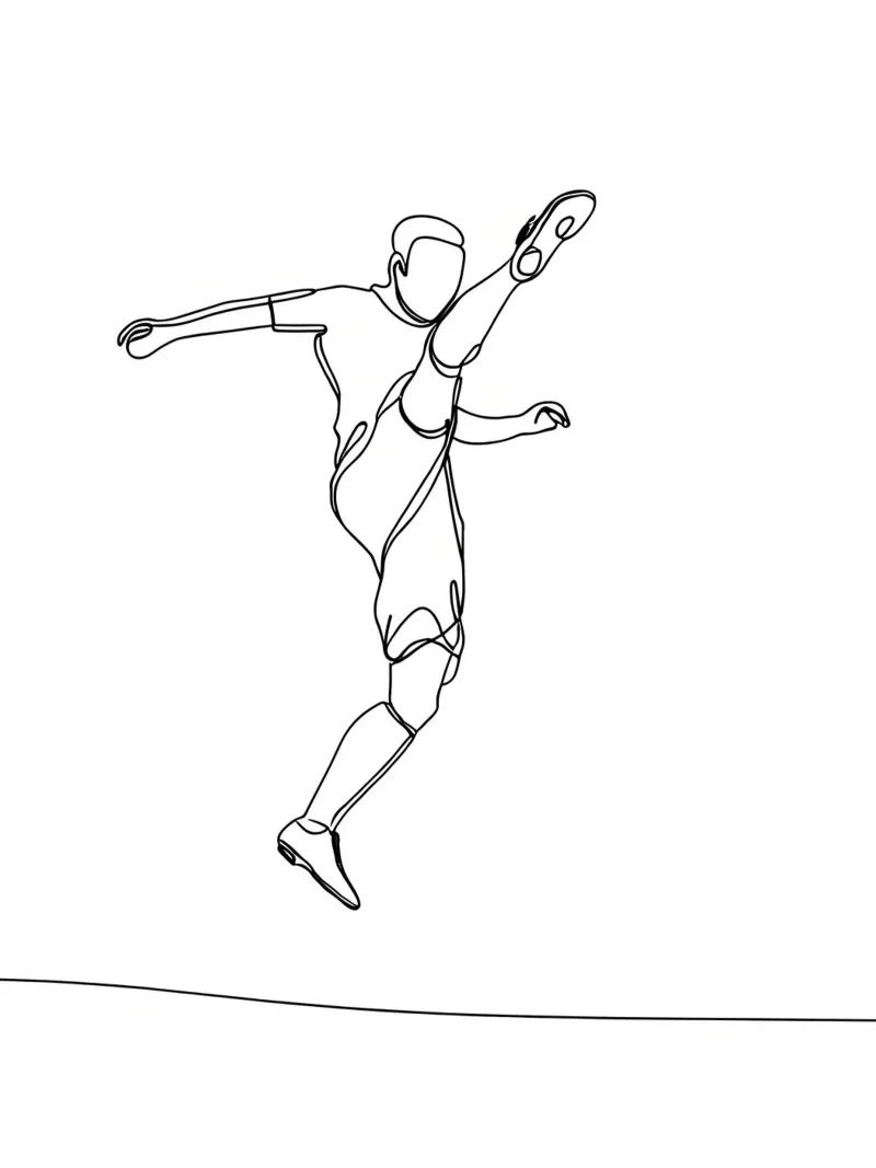 Giocatore di calcio - Line Art minimalista pellicola backlit da Viv Line Art