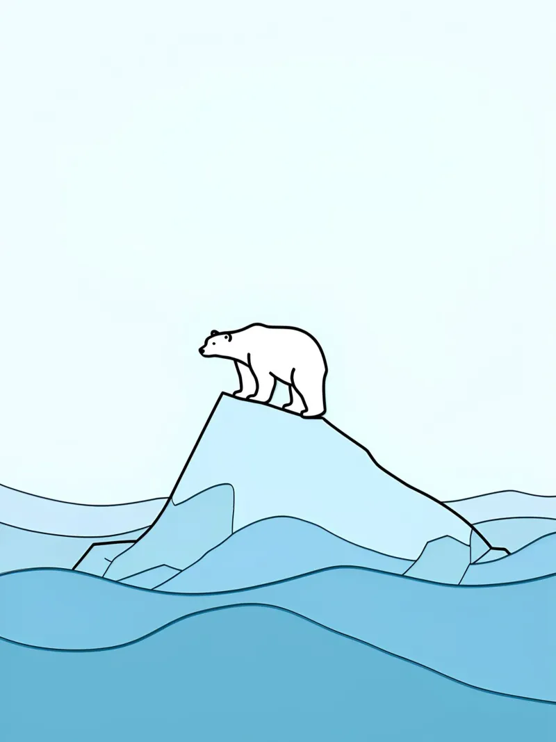Orso polare - Line art minimalista pellicola backlit da Viv Line Art