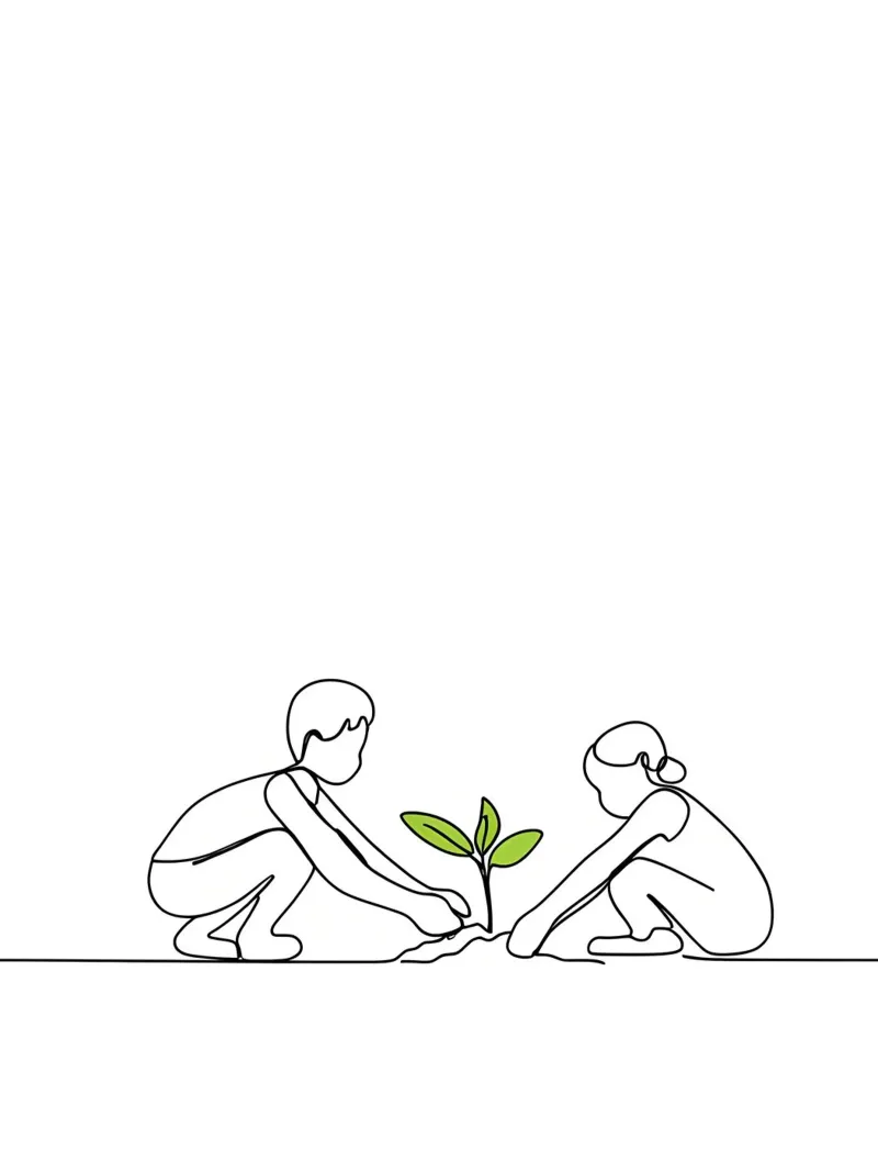 Giardinaggio - Line art minimalista poster con telaio in legno da Viv Line Art