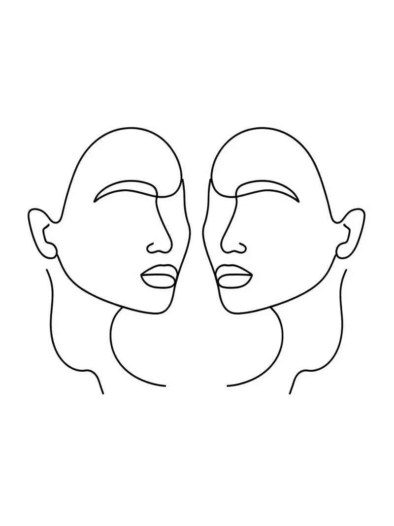 Zwillinge Sternzeichen - Minimalistische Linienkunst Forex-Platte von Viv Line Art