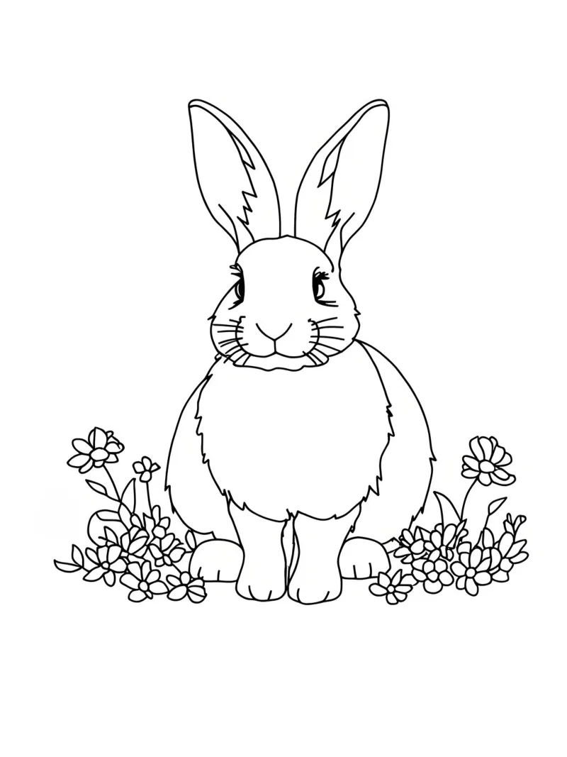 Coniglietto tra i fiori - Line art minimalista pellicola backlit da Viv Line Art