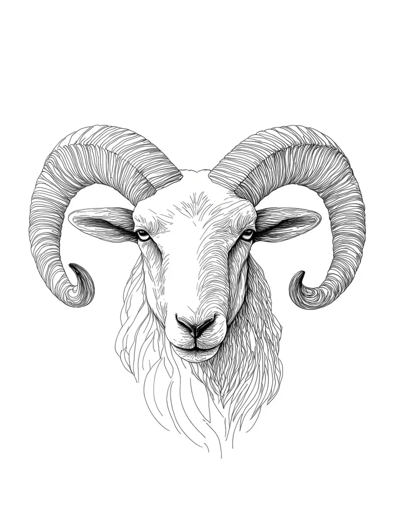 Zodiaco dell'Ariete - Line art minimalista poster con telaio in plastica da Viv Line Art