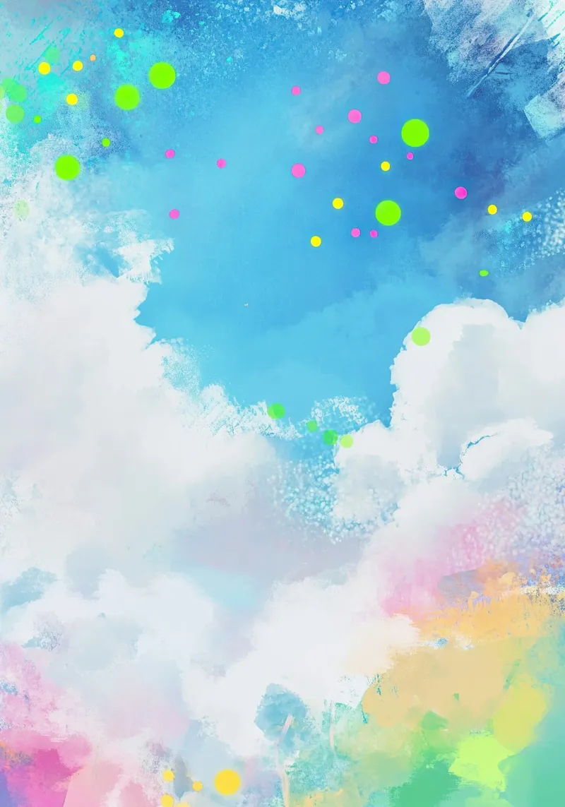 Nuvole Colorate Acquerello Cielo Blu Pittura Astratta poster con telaio in plastica da Nikis Art Studio