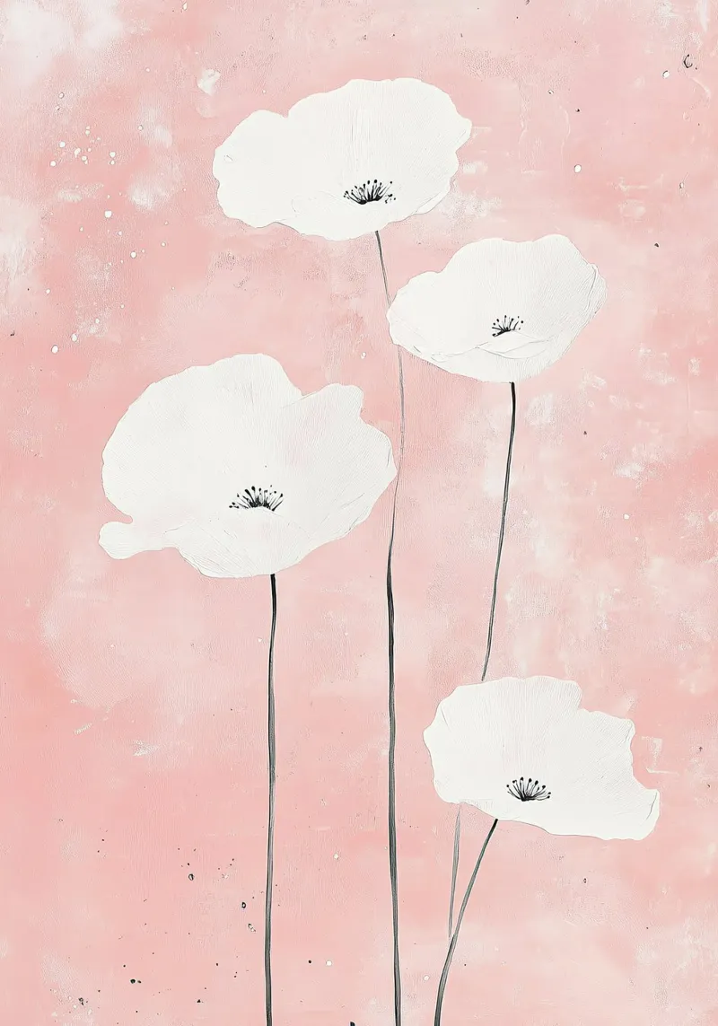 Papaveri Bianco Rosa Fiori Acquerello carta hahnemühle da Nikis Art Studio
