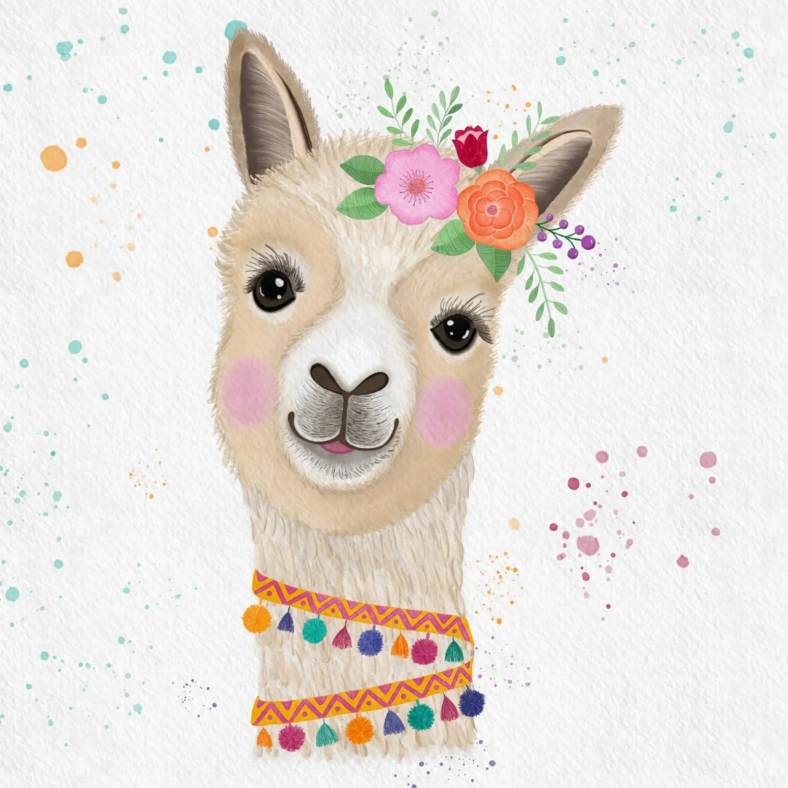 It's a llamaful day. Colourful letters and happy llama canvas by CalliLetters
