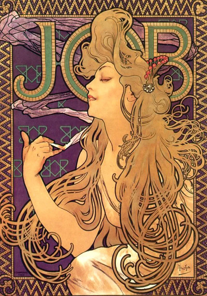 Alphonse Mucha - Sigarette di lavoro pellicola backlit da Timeless Artworks