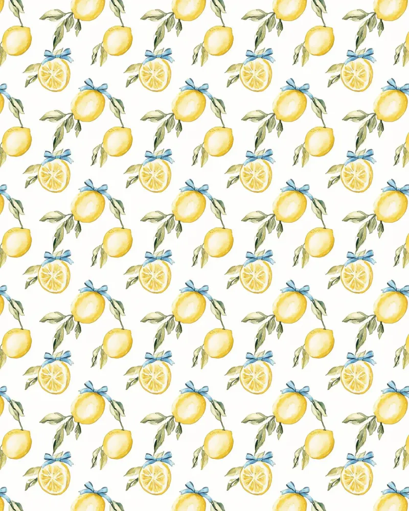 Limone Blu Fiocco Retrò Vintage Botanico Estate Frutta Tropicale poster con telaio in legno da Gentle Echoes Art