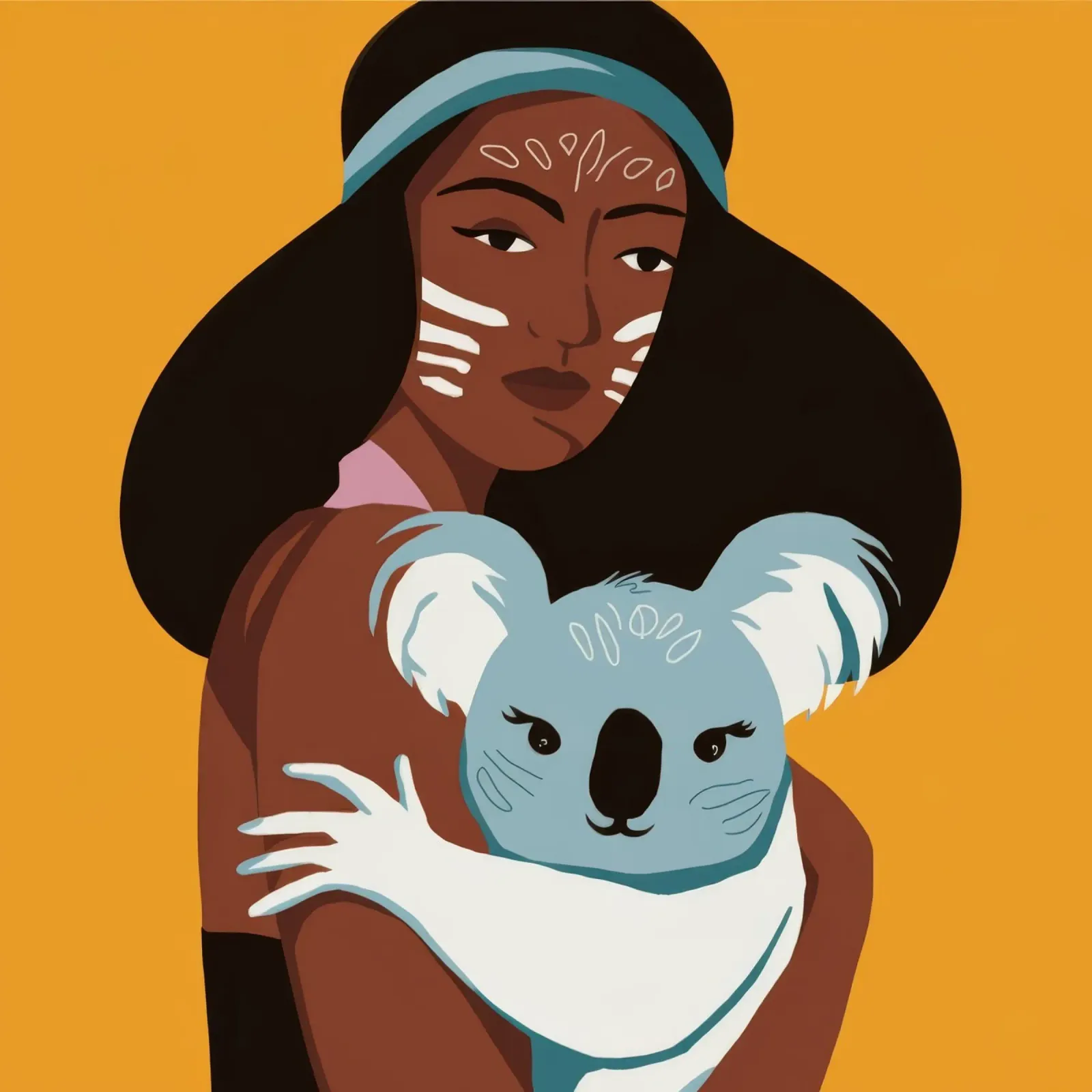 Abbraccio di Koala poster con telaio in legno da Emery Kate