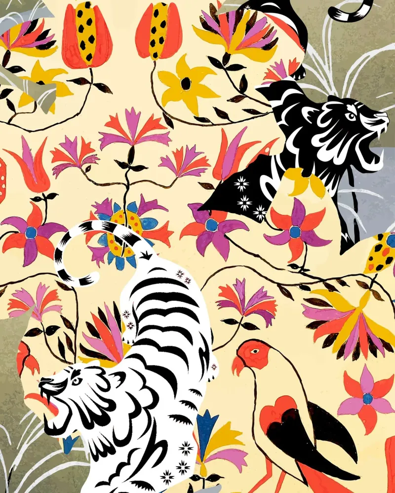 Yin Yang, Foresta selvaggia della tigre Giungla Natura botanica poster con telaio in plastica da 83oranges