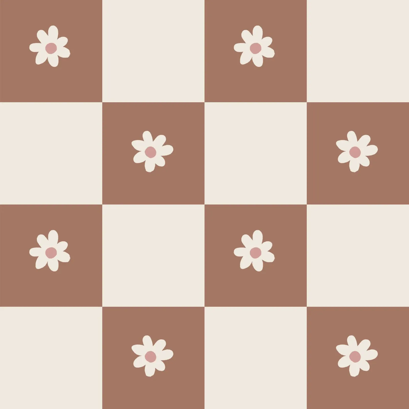 Daisy grid - mocha mousse and cream canvas by Wackapacka