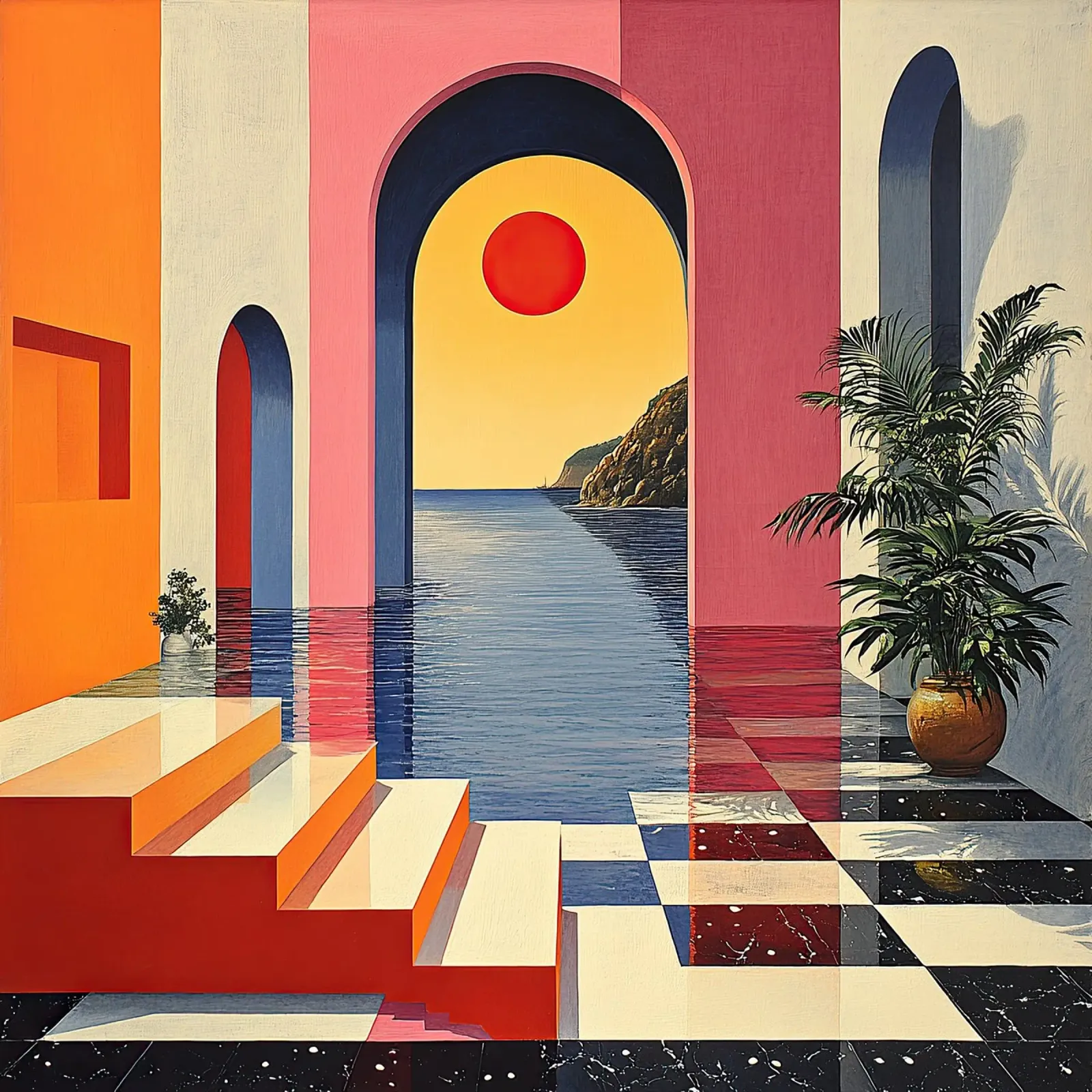 Surrealism Architecture Design Geometry canvas by Nikis Art Studio