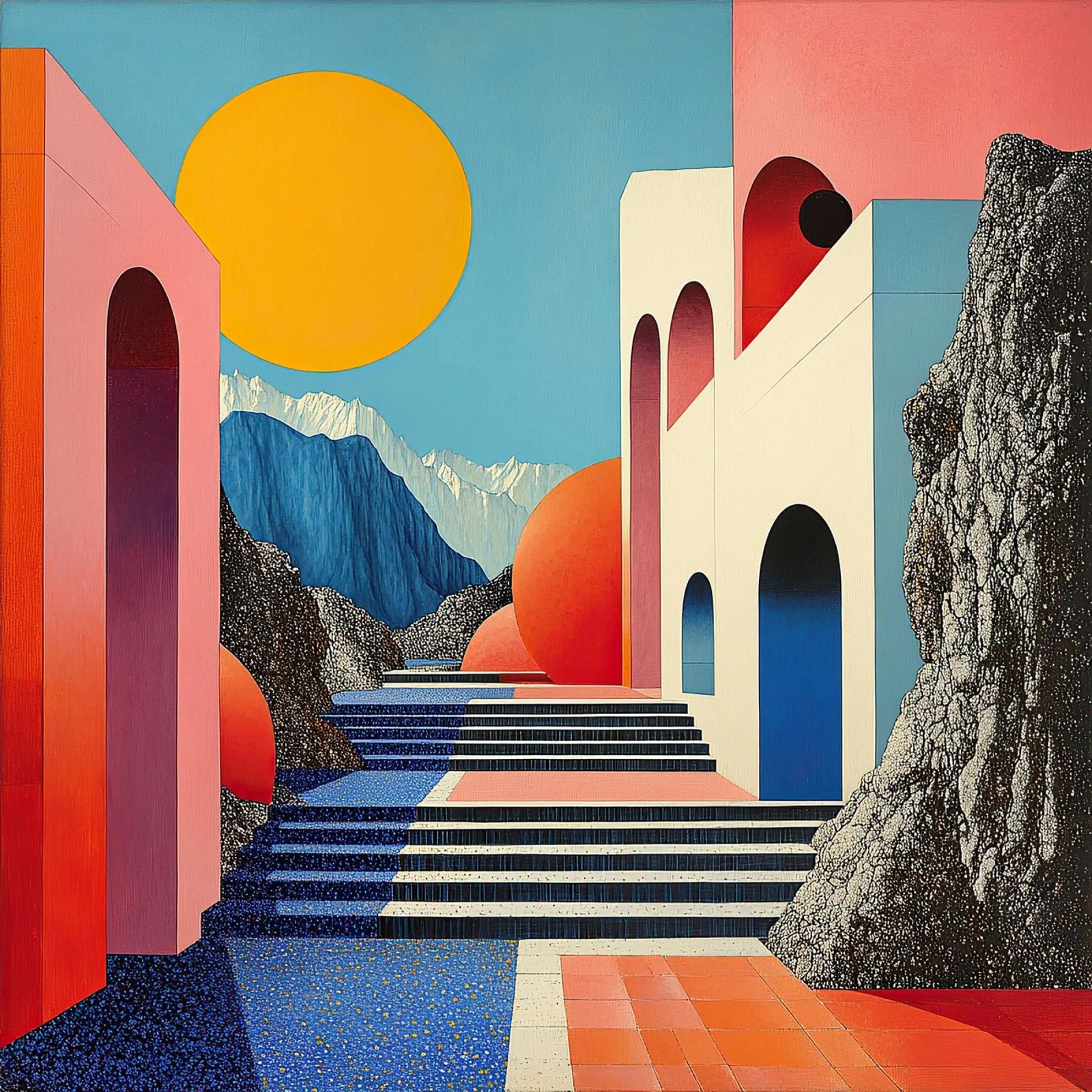Surrealism Architecture Design Geometry canvas by Nikis Art Studio