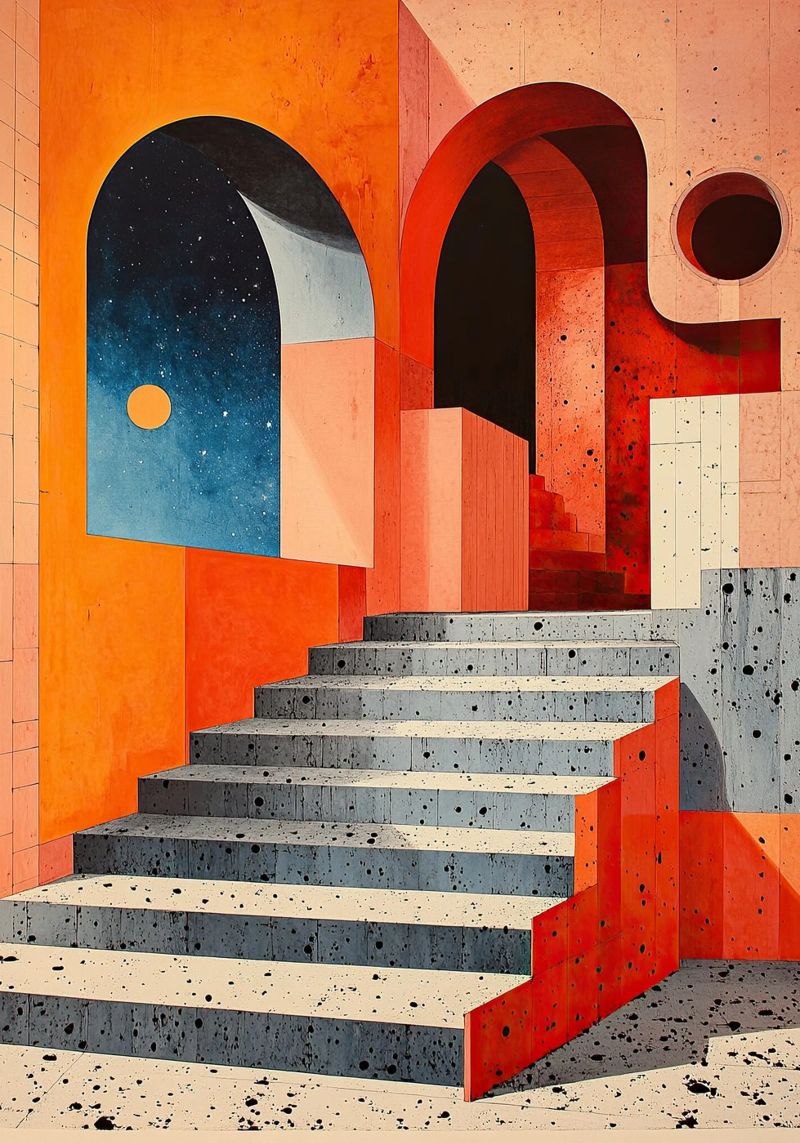 Surrealismo Architettura Design Geometria pannello forex da Nikis Art Studio