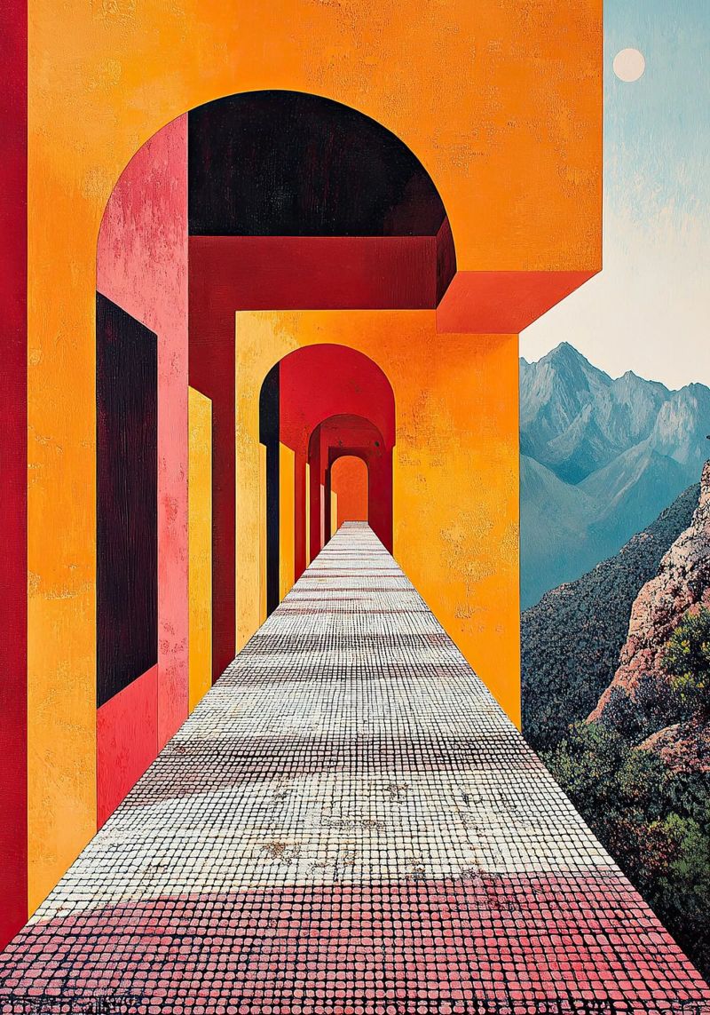 Surrealism Architecture Design Geometry canvas by Nikis Art Studio