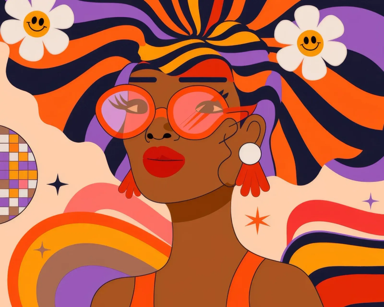 Colorful Hair Glasses canvas by Emery Kate