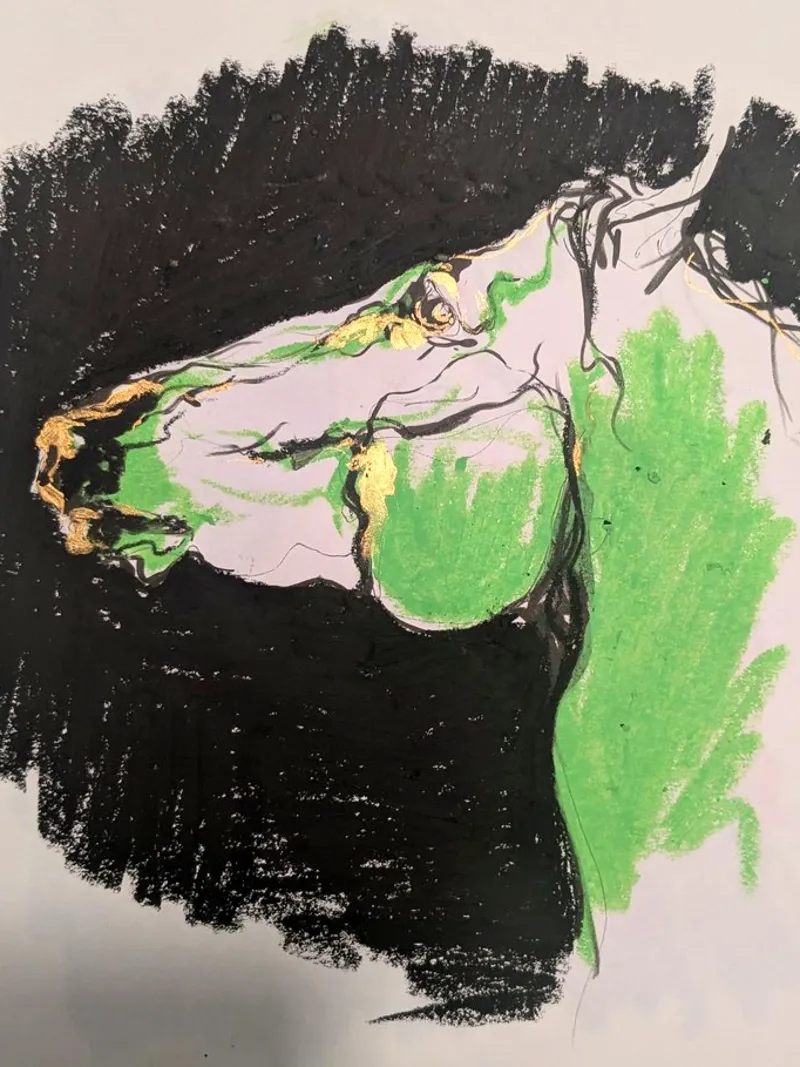 Cheval vert carta hahnemühle da Bénédicte Berthod