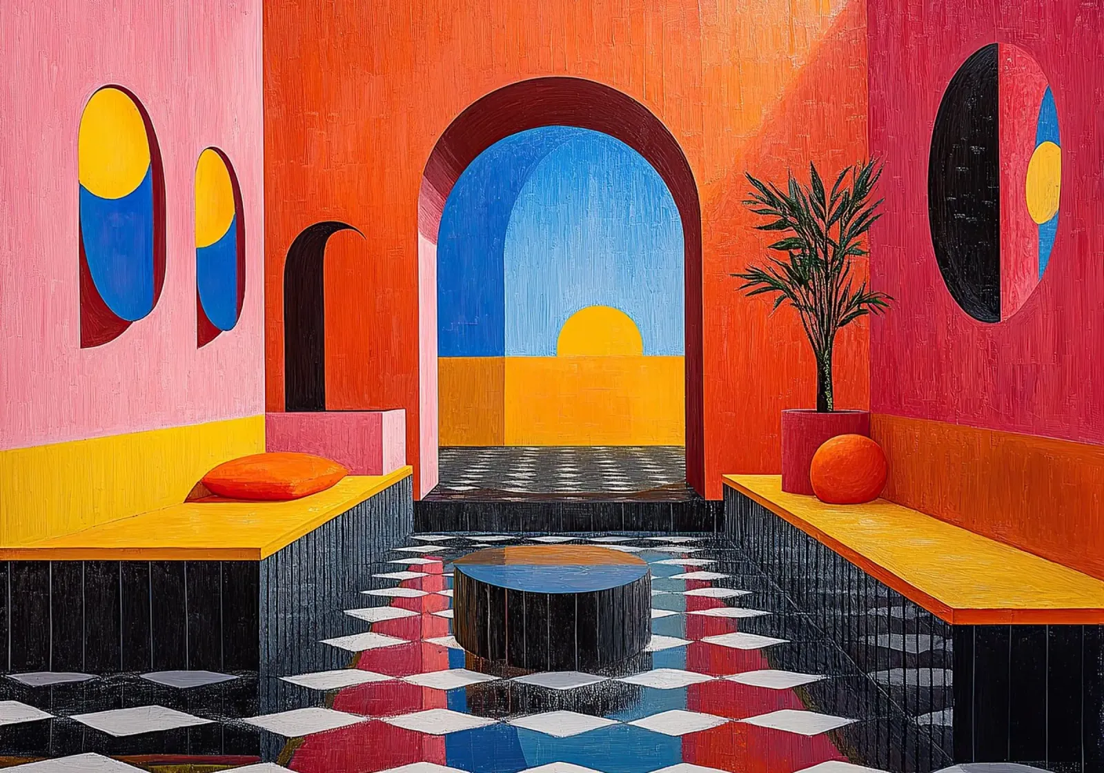 Surrealismus Architektur Design Geometrie Leinwand von Nikis Art Studio