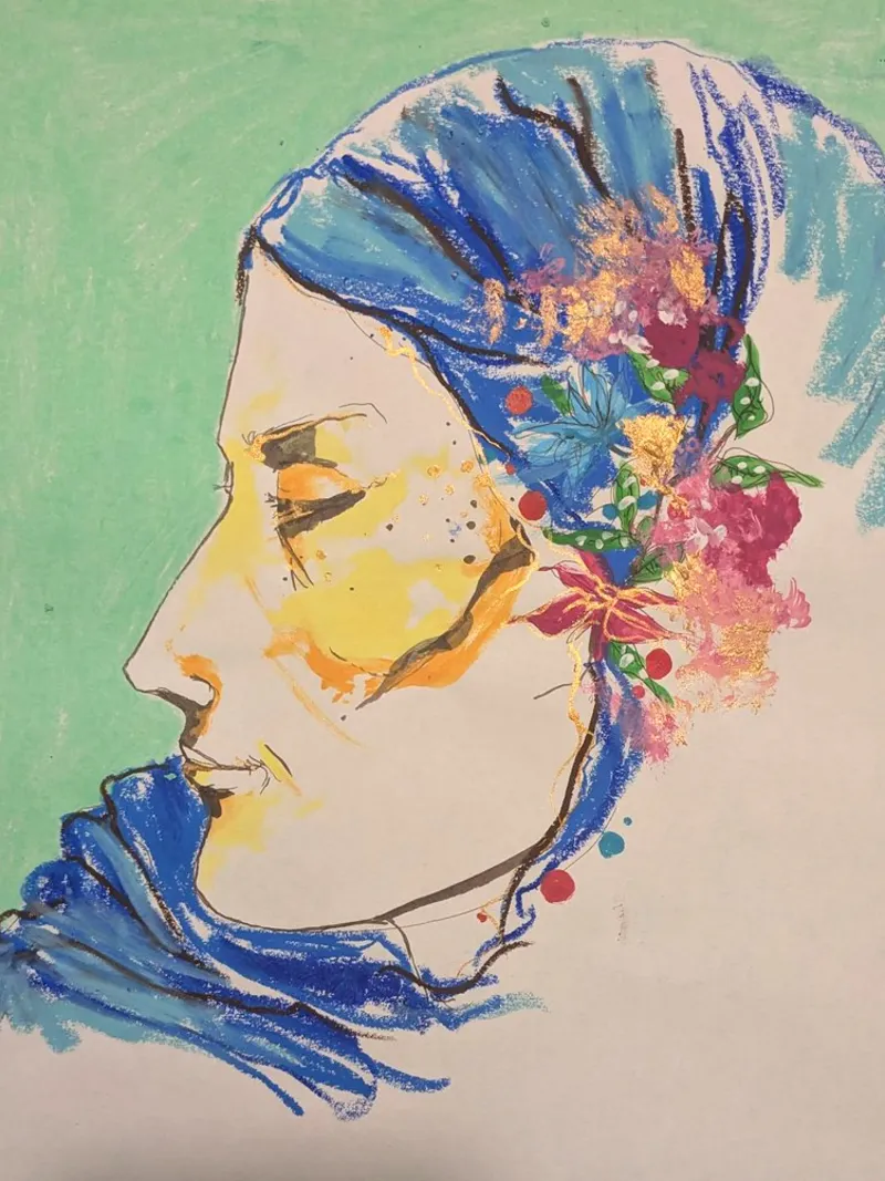Femme au fleurs canvas by Bénédicte Berthod