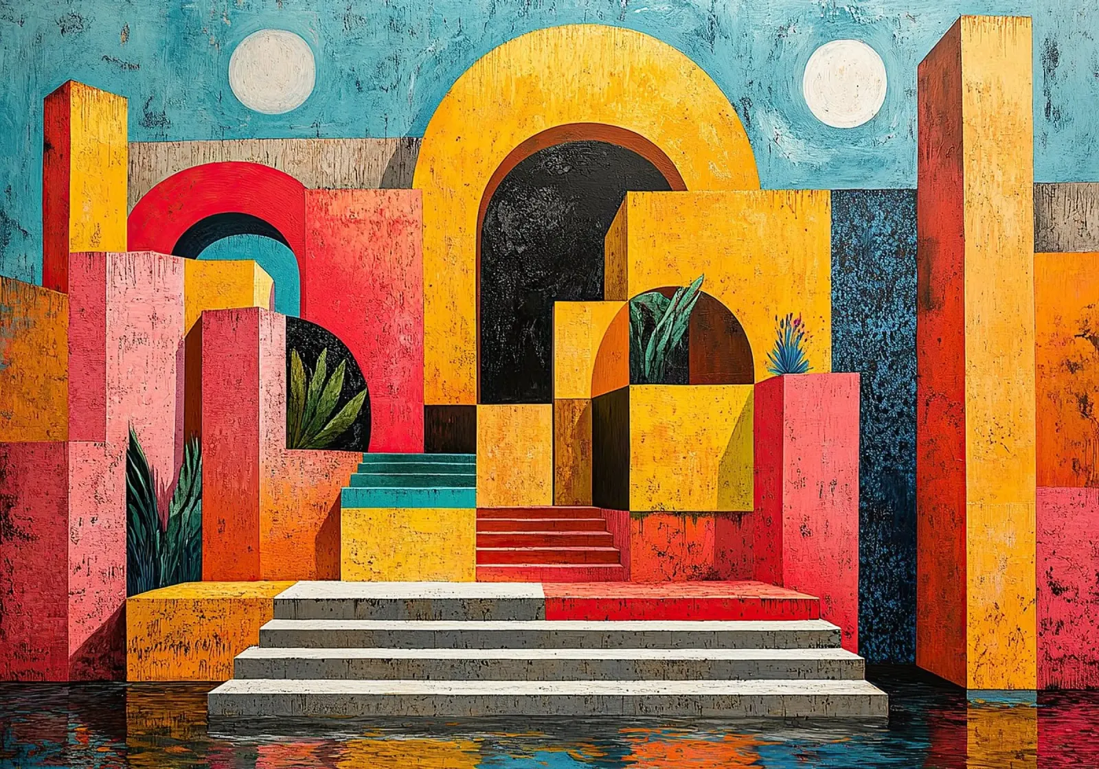 Surrealismus Architektur Design Geometrie Hahnemühle von Nikis Art Studio