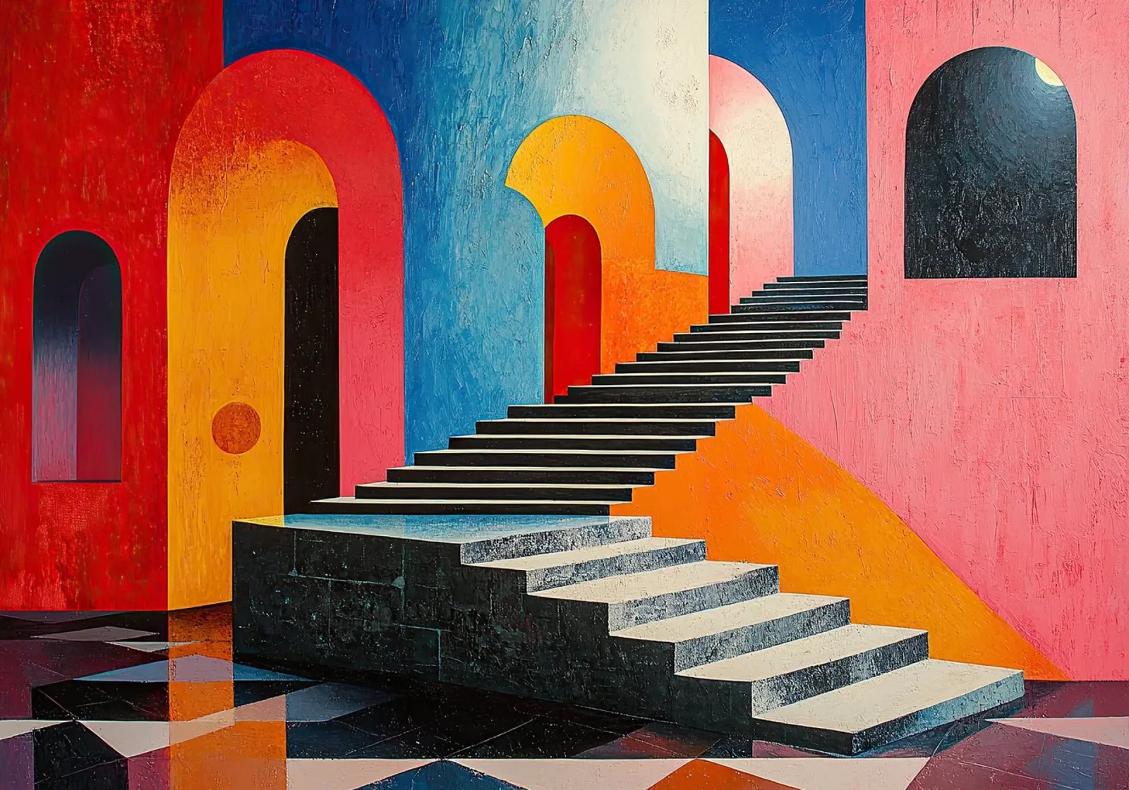 Surrealism Architecture Design Geometry canvas by Nikis Art Studio