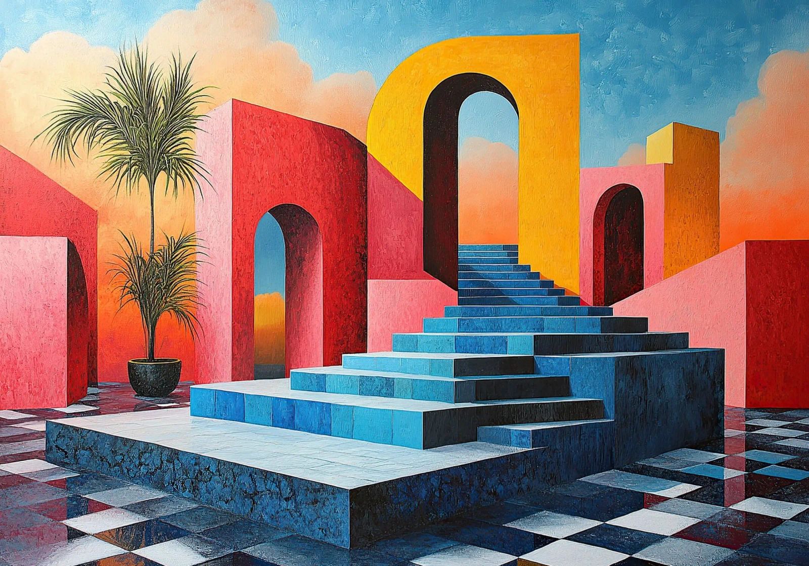 Surrealism Architecture Design Geometry canvas by Nikis Art Studio