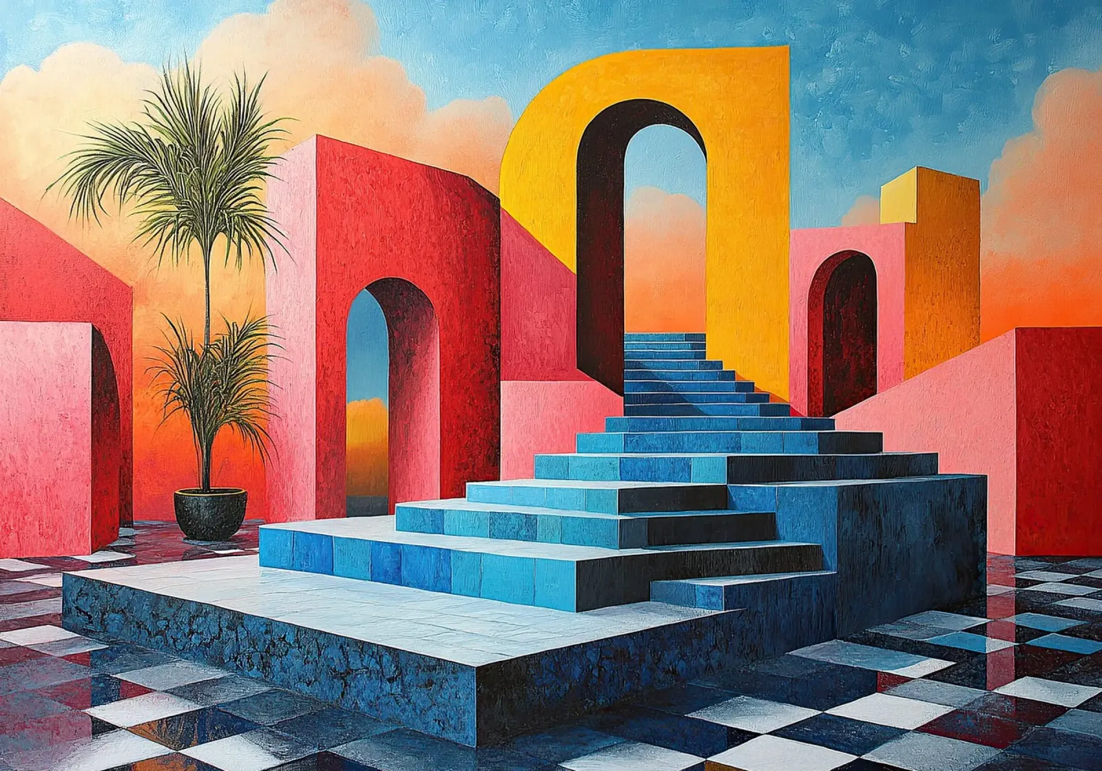 Surrealismus Architektur Design Geometrie Leinwand von Nikis Art Studio