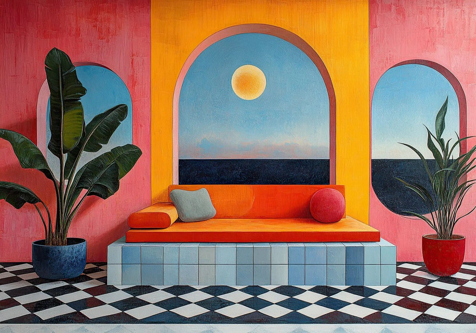 Surrealisme Architectuur Ontwerp Meetkunde canvas van Nikis Art Studio