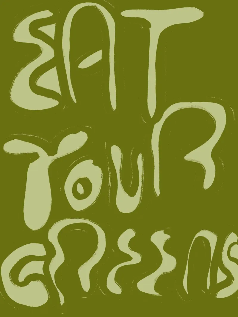 Eat Your Greens poster con telaio in plastica da treechild