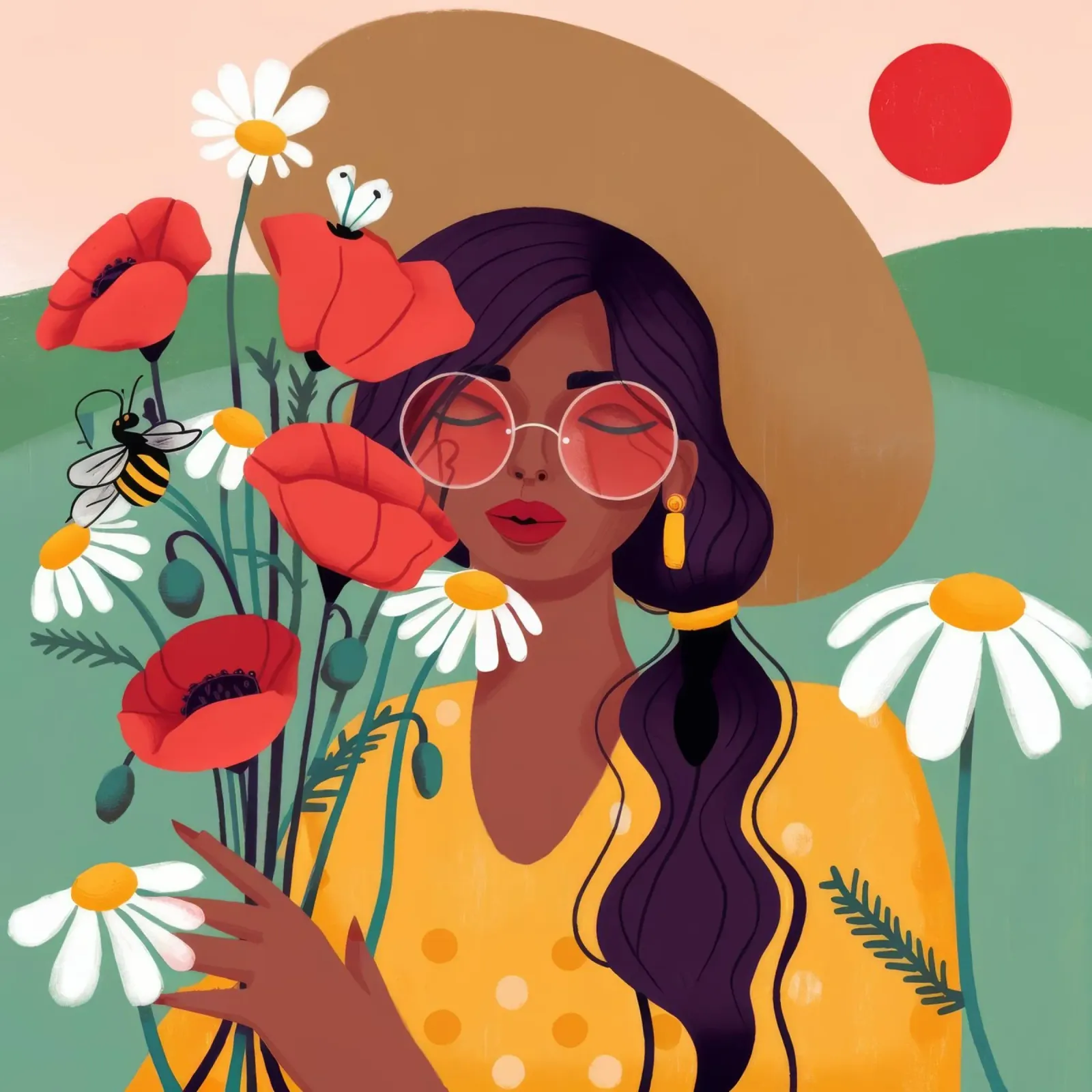 Raccolta di fiori soleggiati poster con telaio in legno da Emery Kate