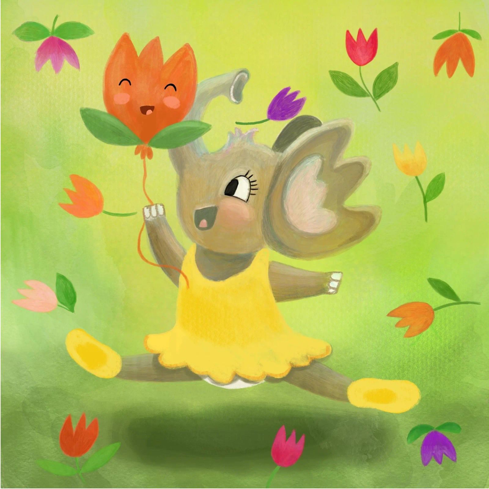 Fröhlicher Elefant - Spring Vibes poster da Honigbrombeere