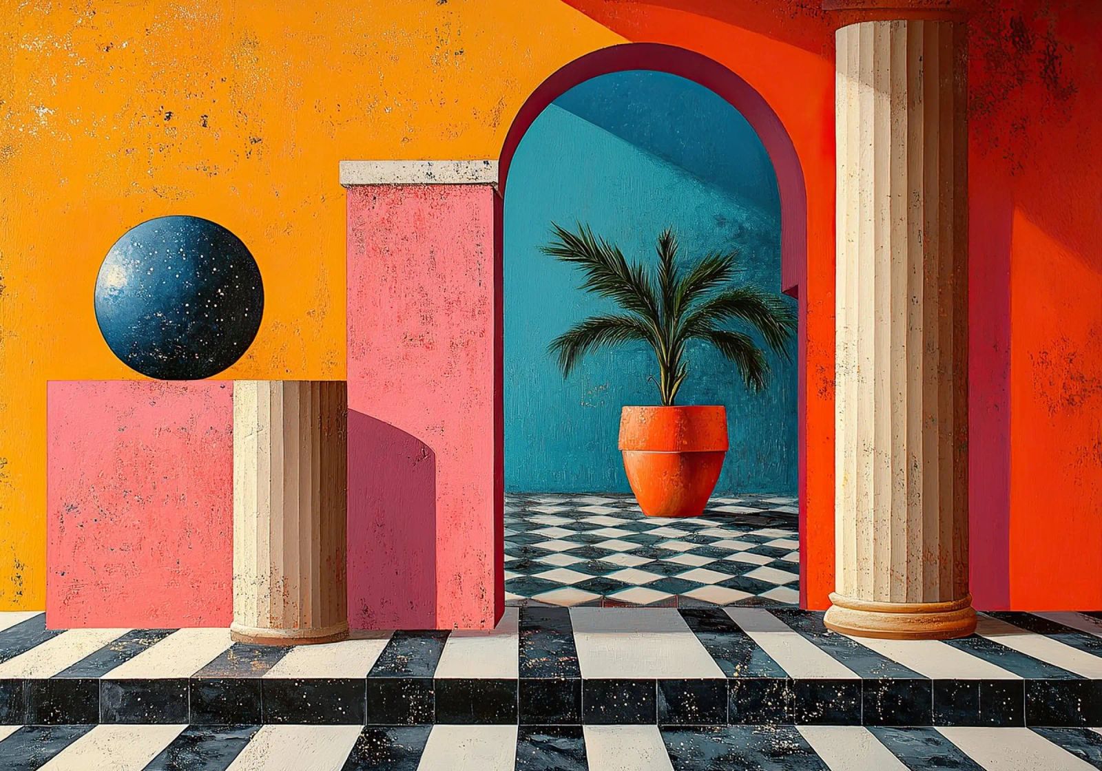 Surrealism Architecture Design Geometry canvas by Nikis Art Studio