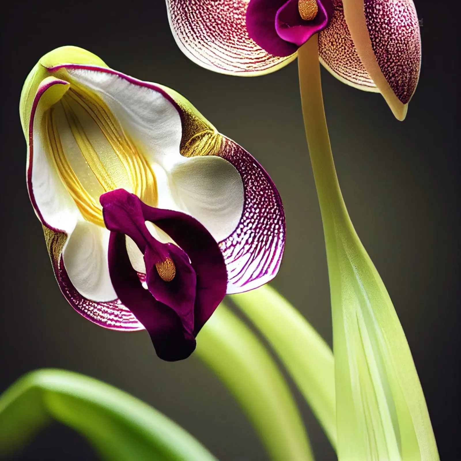Macro pantoffel orchidee bloem backlit folie van Bold Blooms