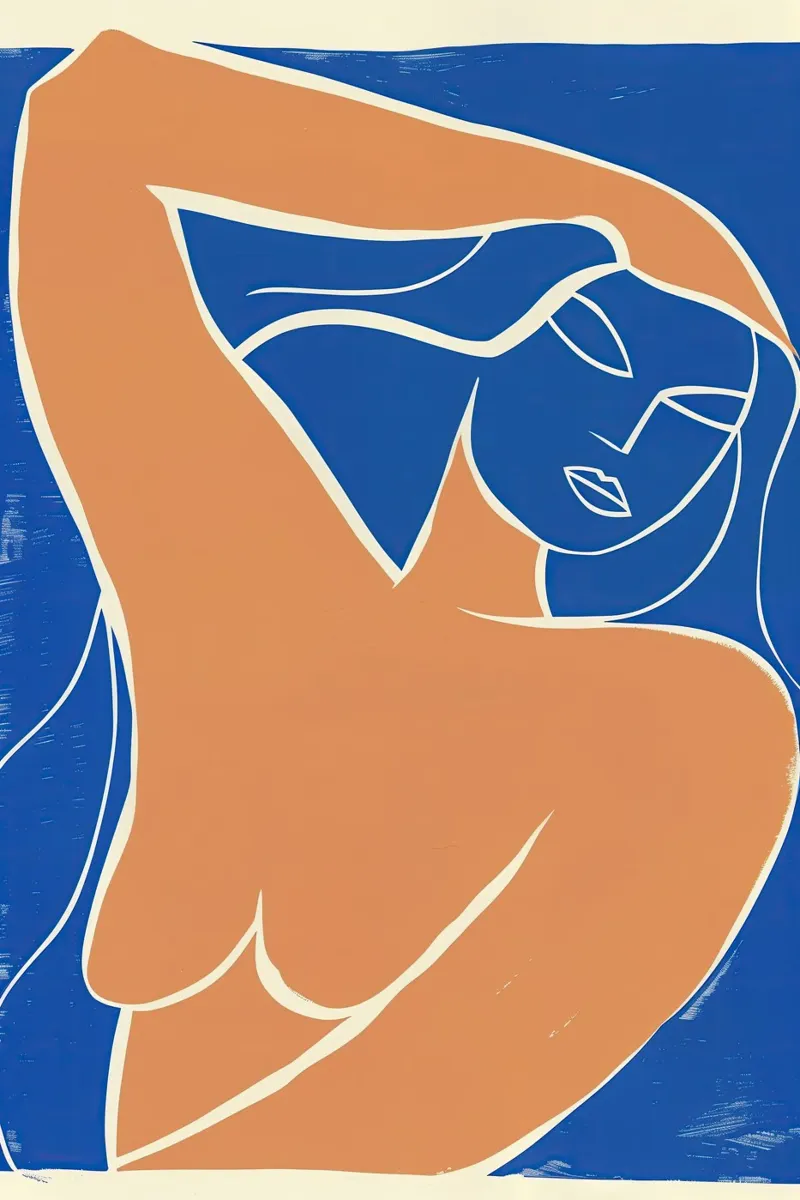 Naakte vrouw met lang haar in de wind | Kunstdruk canvas met Baklijst van Autofocus