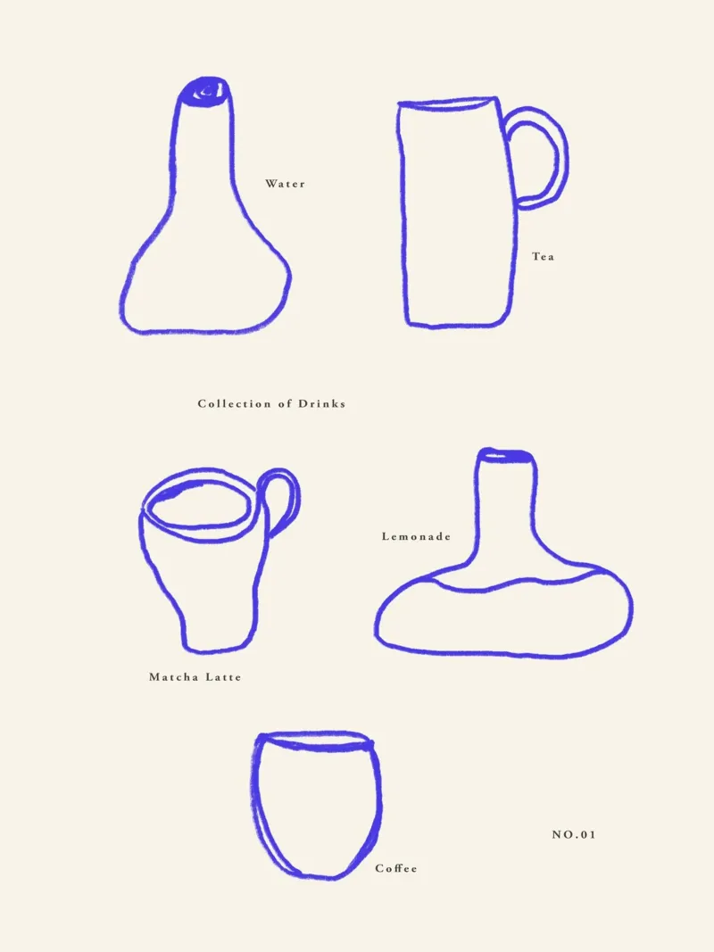 Collection Of Drinks poster met aluminium frame van treechild