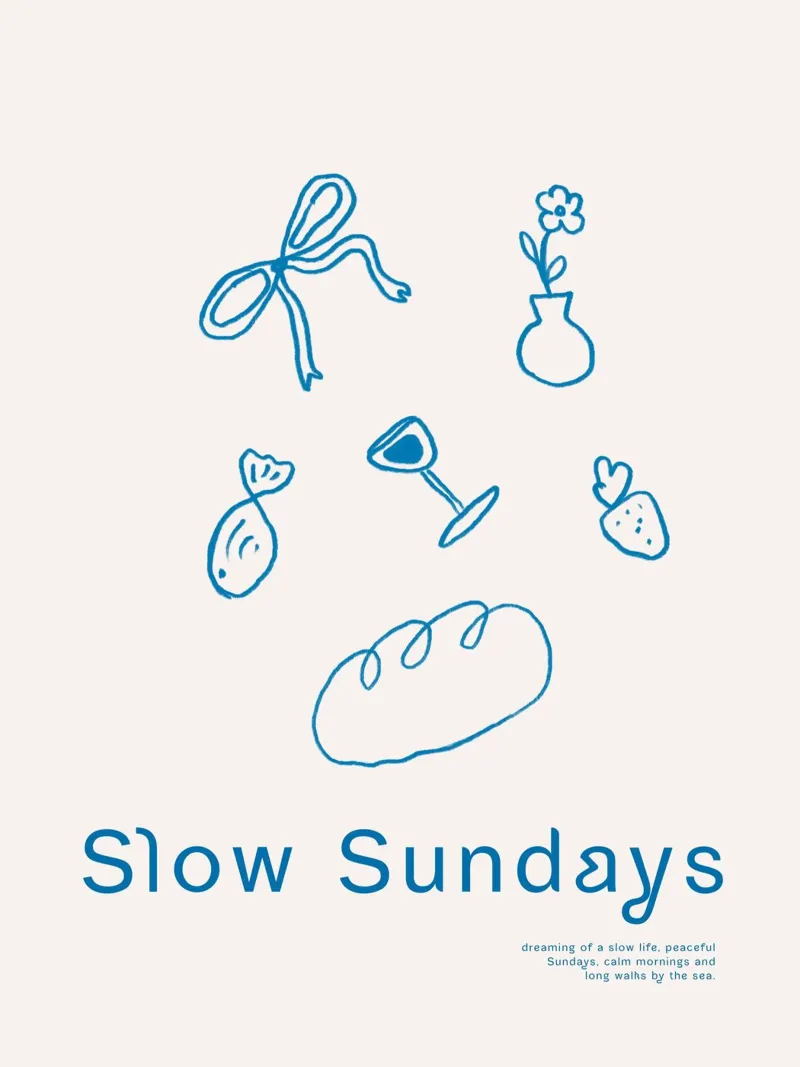 Slow Sundays poster con telaio in alluminio da treechild