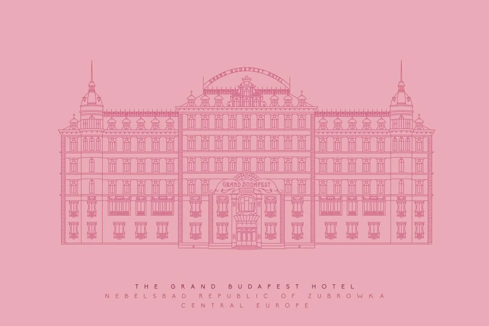 The Grand Budapest Hotel Pink metacrilato de Mat Voyce