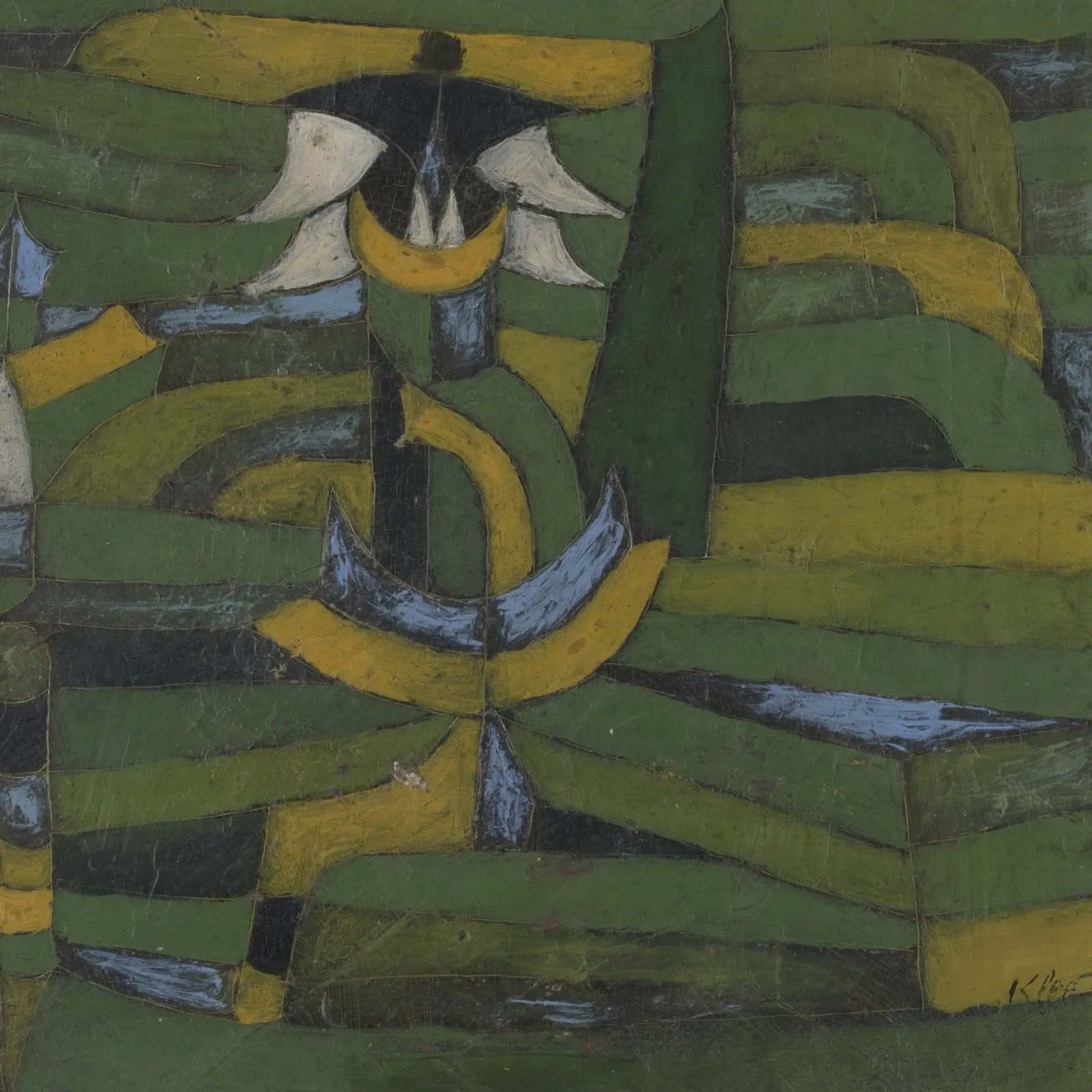 Paul Klee - Fiore bianco in giardino poster con telaio in legno da Timeless Artworks