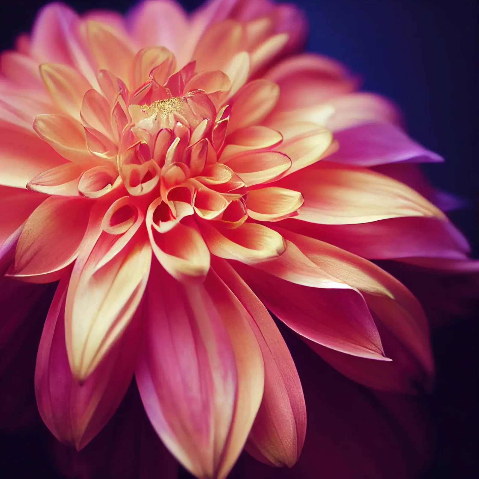 Macro Orange & Pink Dahlia Flower pellicola backlit da Bold Blooms