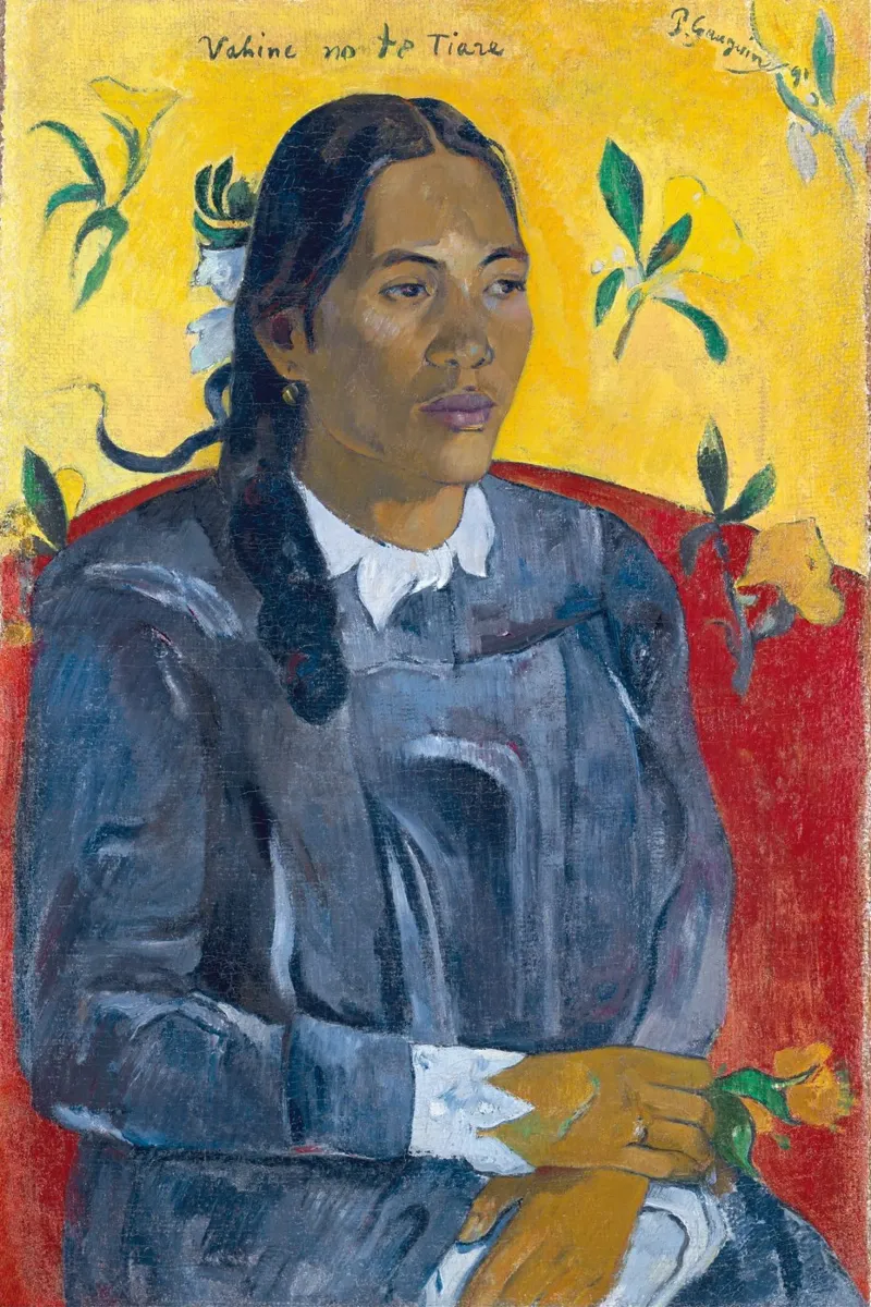 Paul Gauguin - Donna tahitiana con fiore pellicola backlit da Timeless Artworks