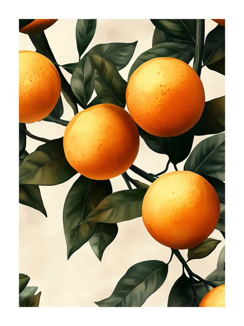 Arancioni brillanti su un ramo poster con telaio in alluminio da Spice & Style