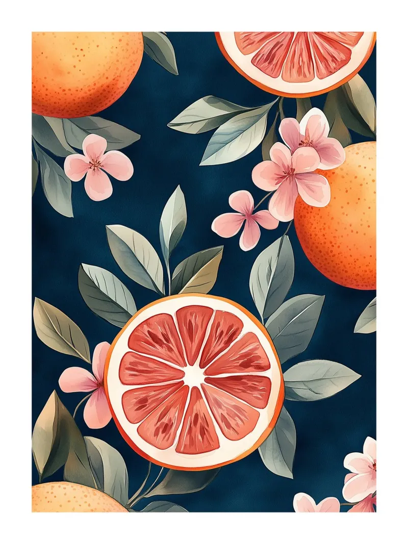 Pompelmo e fiori esotici carta hahnemühle da Spice & Style