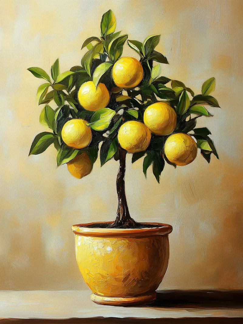 Albero di limone in vaso dipinto plexiglass da Spice & Style